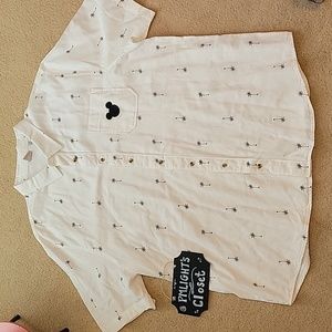 Junk Food Mickey Mouse Hawaiian Shirt XXL White Black Short Sleeve
